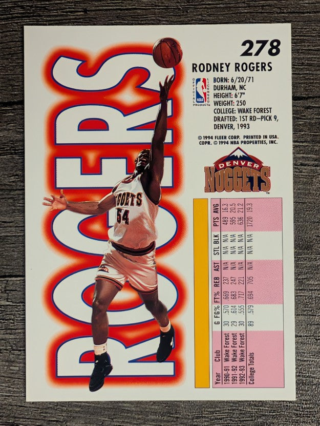1993-94 Fleer #278 Rodney Rogers RC