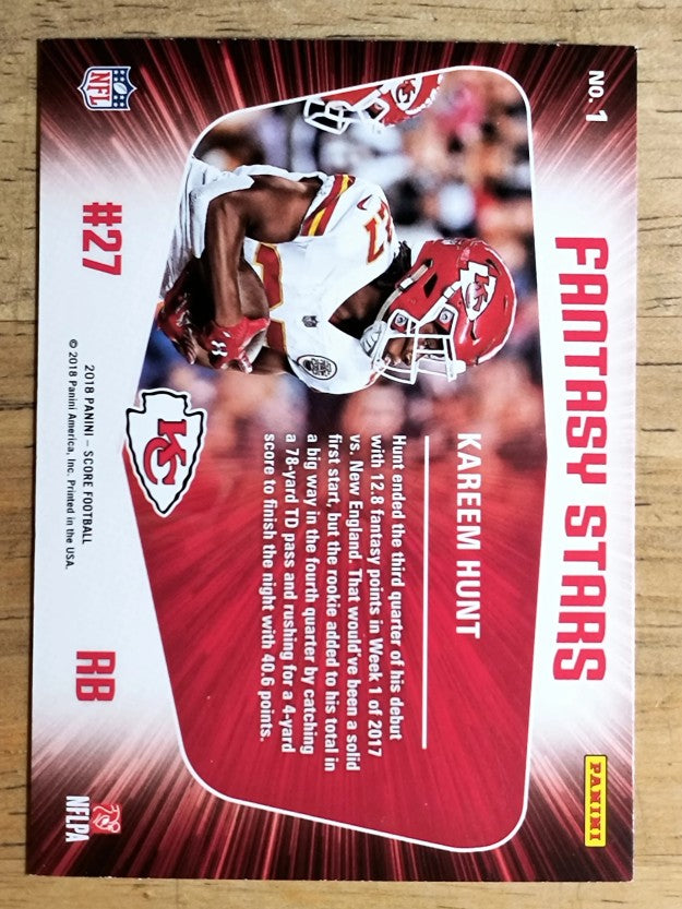 2018 Score Fantasy Stars #1 Kareem Hunt