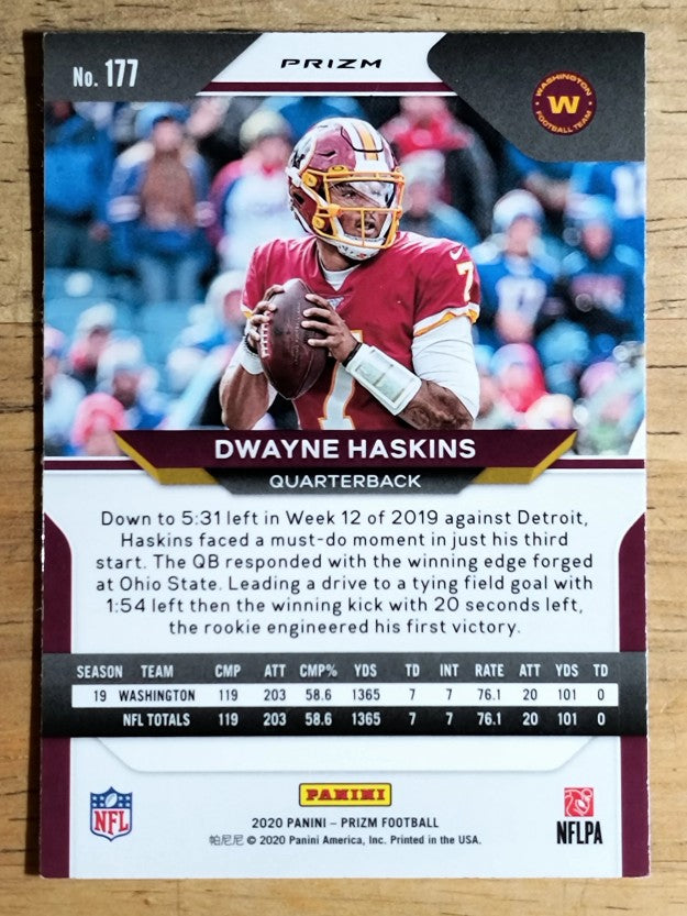 2020 Panini Prizm Prizms Red White and Blue #177 Dwayne Haskins
