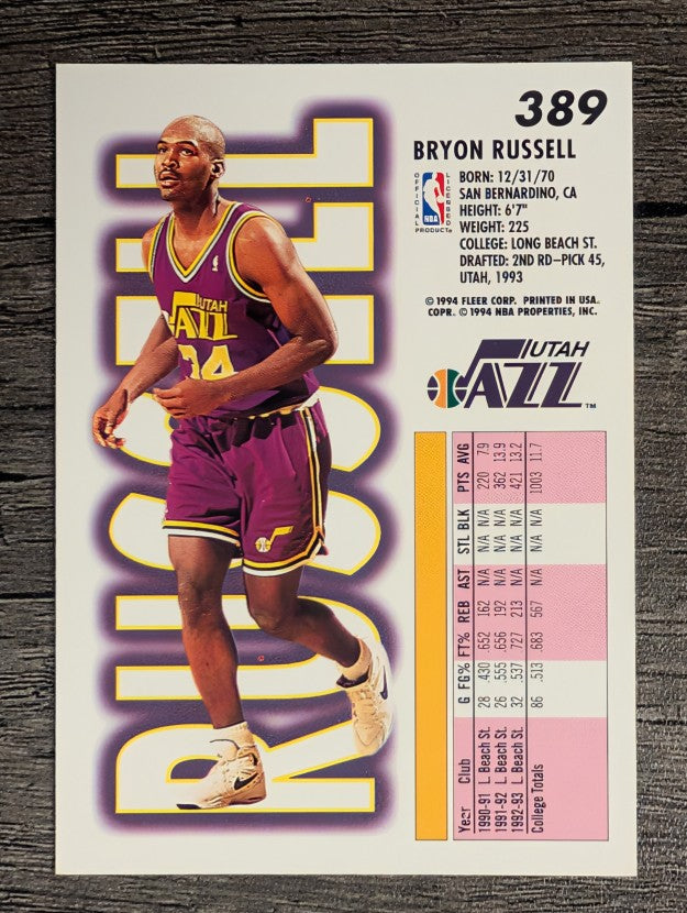 1993-94 Fleer #389 Bryon Russell RC