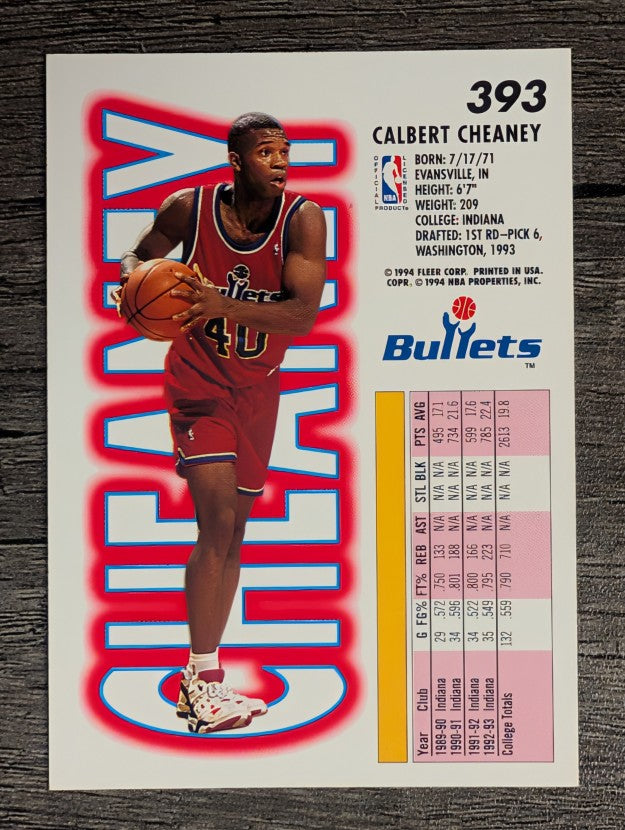 1993-94 Fleer #393 Calbert Cheaney RC
