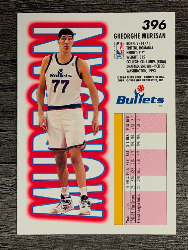 1993-94 Fleer #396 Gheorghe Muresan RC