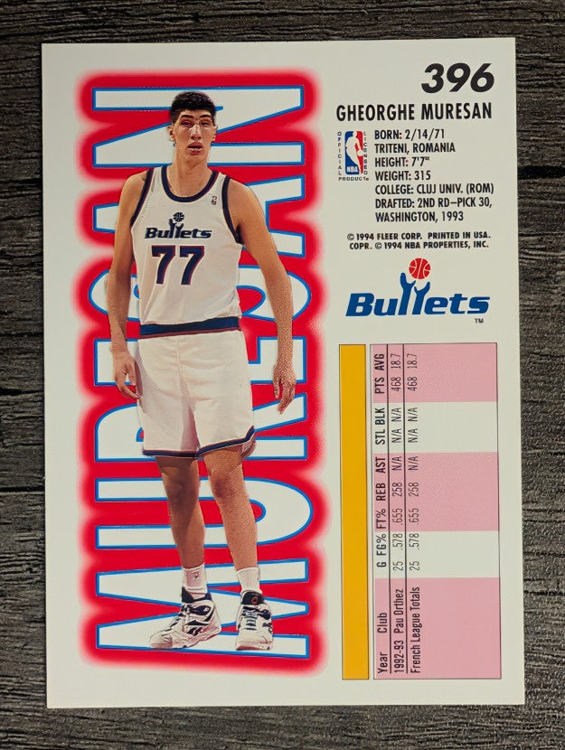 1993-94 Fleer #396 Gheorghe Muresan RC