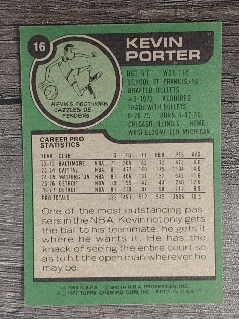 1977-78 Topps #16 Kevin Porter (NM)