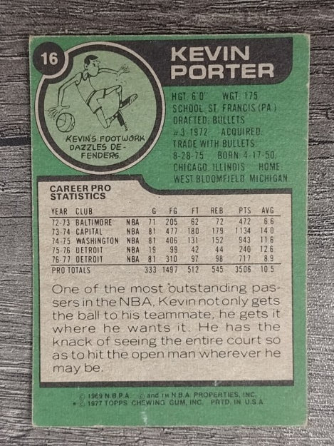 1977-78 Topps #16 Kevin Porter (GOOD)