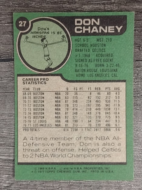 1977-78 Topps #27 Don Chaney (EXMT)