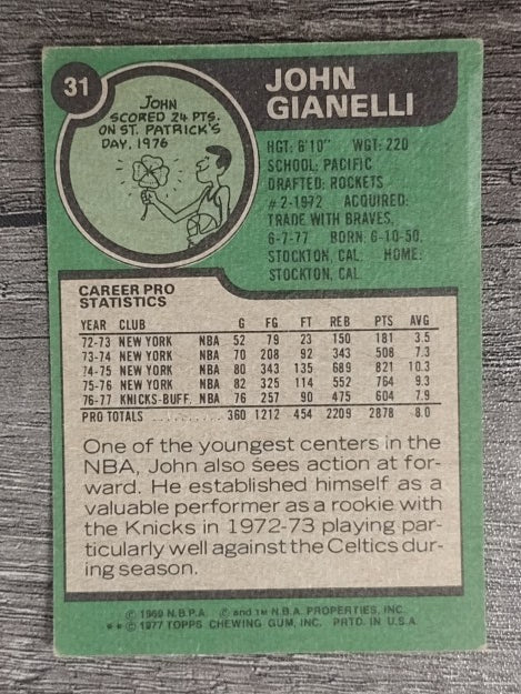 1977-78 Topps #31 John Gianelli (VG)