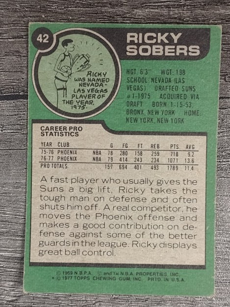 1977-78 Topps #42 Ricky Sobers (VG)