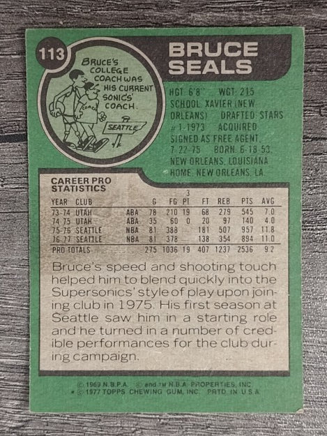 1977-78 Topps #113 Bruce Seals (VGEX)