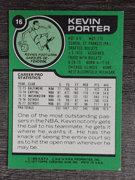 1977-78 Topps White Backs #16 Kevin Porter (EXMT)