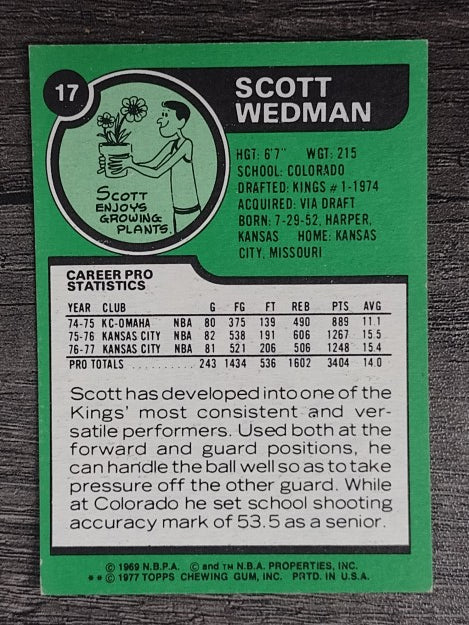 1977-78 Topps White Backs #17 Scott Wedman (EXMT)