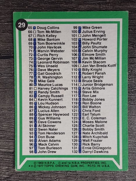 1977-78 Topps White Backs #29 Checklist 1-132 (POOR)