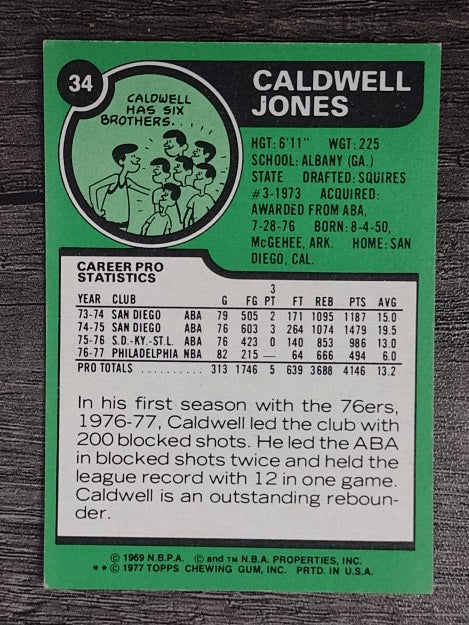 1977-78 Topps White Backs #34 Caldwell Jones (EXMT)