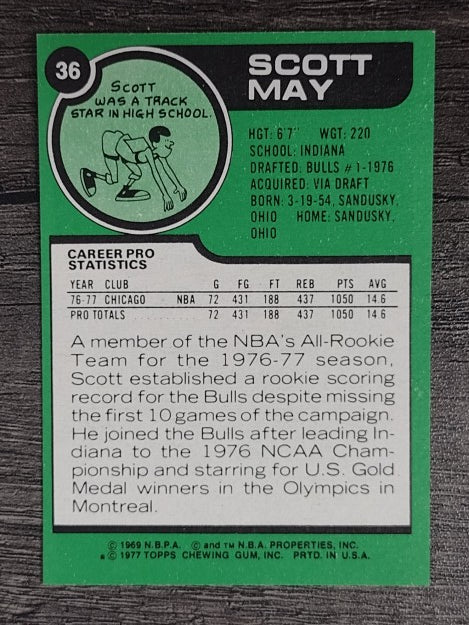 1977-78 Topps White Backs #36 Scott May RC (NMMT)