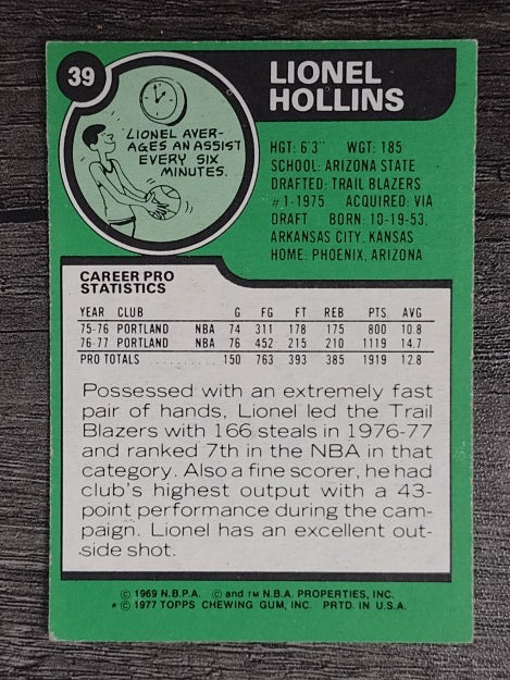 1977-78 Topps White Backs #39 Lionel Hollins (EX)