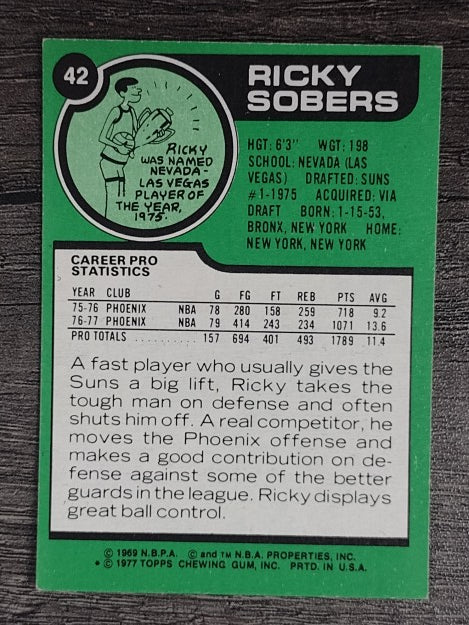 1977-78 Topps White Backs #42 Ricky Sobers (NM)