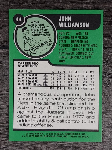 1977-78 Topps White Backs #44 John Williamson (EXMT)