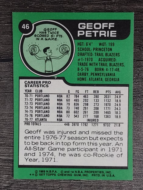 1977-78 Topps White Backs #46 Geoff Petrie (VG)
