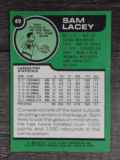 1977-78 Topps White Backs #49 Sam Lacey (NM)