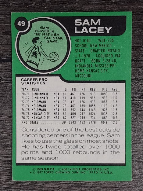 1977-78 Topps White Backs #49 Sam Lacey (EX)