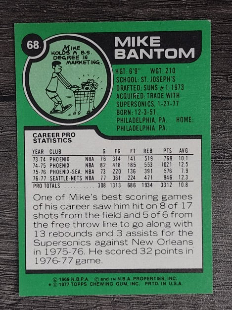 1977-78 Topps White Backs #68 Mike Bantom (NM)