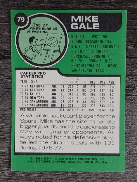 1977-78 Topps White Backs #79 Mike Gale (EX)