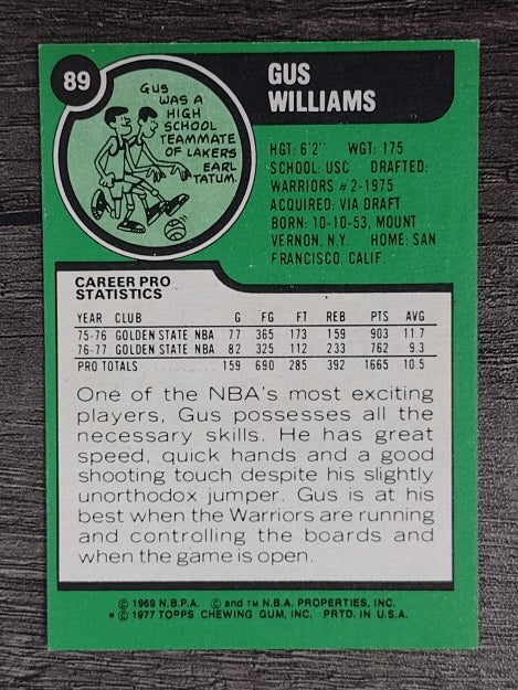 1977-78 Topps White Backs #89 Gus Williams (EX)
