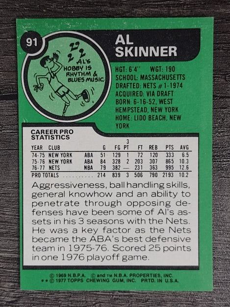 1977-78 Topps White Backs #91 Al Skinner (EXMT)