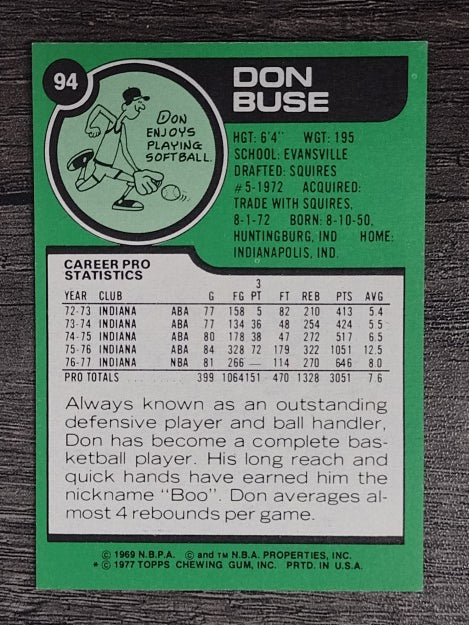 1977-78 Topps White Backs #94 Don Buse (NM)