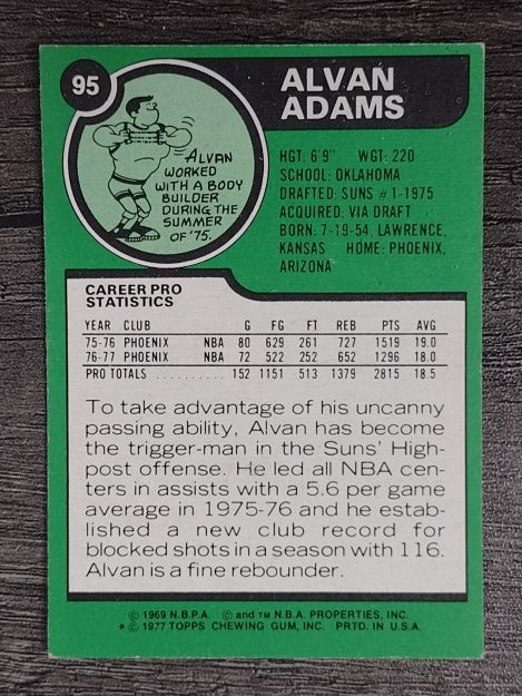 1977-78 Topps White Backs #95 Alvan Adams (EXMT)