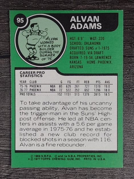 1977-78 Topps White Backs #95 Alvan Adams (NM)