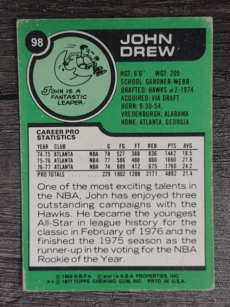 1977-78 Topps White Backs #98 John Drew (EX)