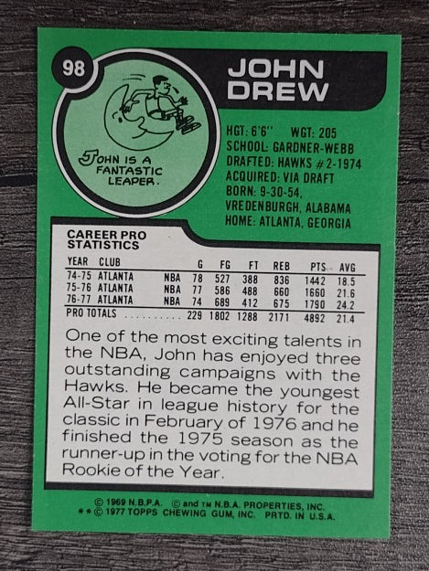 1977-78 Topps White Backs #98 John Drew (NM)