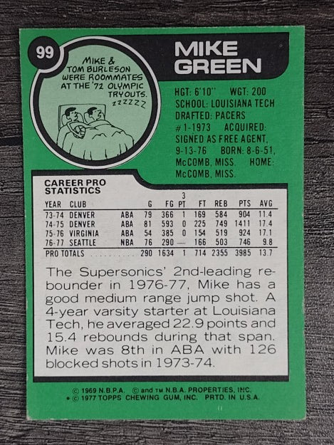 1977-78 Topps White Backs #99 Mike Green (EX)