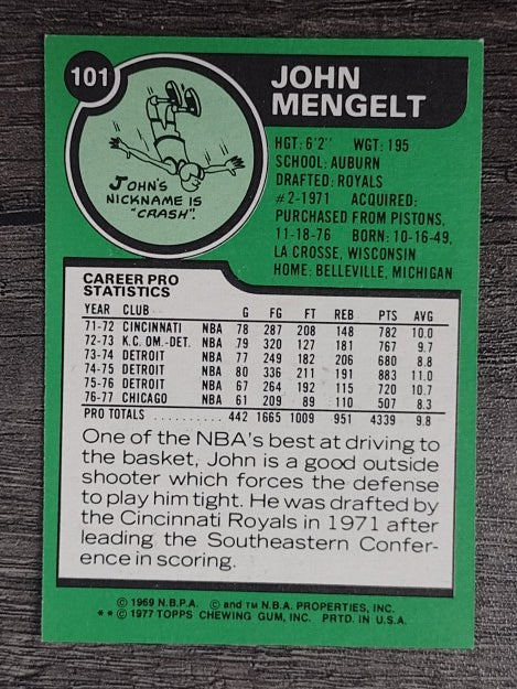 1977-78 Topps White Backs #101 John Mengelt (EXMT)