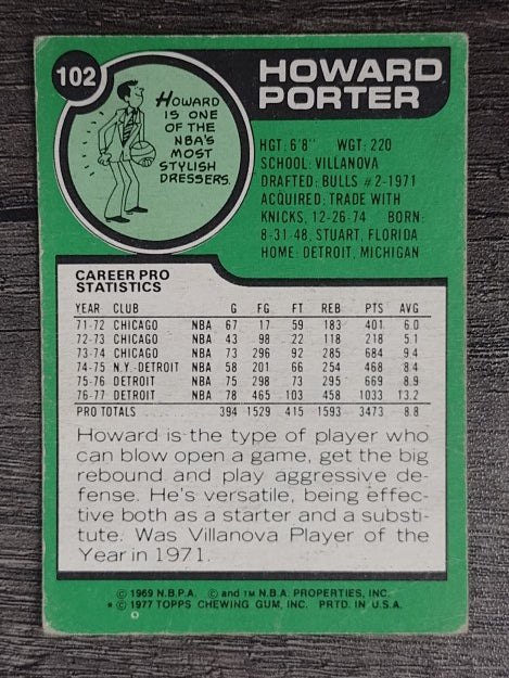 1977-78 Topps White Backs #102 Howard Porter (GOOD)