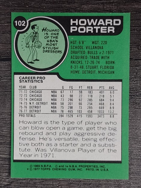 1977-78 Topps White Backs #102 Howard Porter (NM)