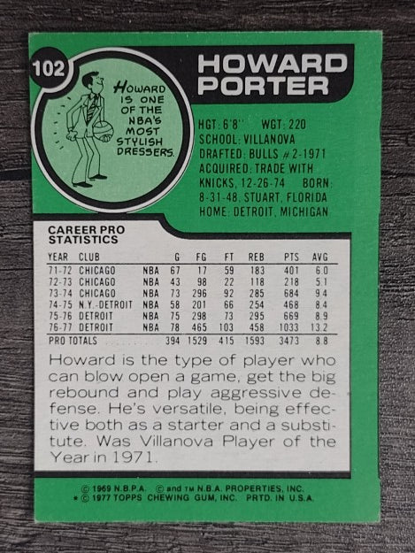 1977-78 Topps White Backs #102 Howard Porter (EX)