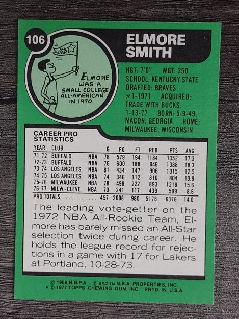 1977-78 Topps White Backs #106 Elmore Smith (MINT)