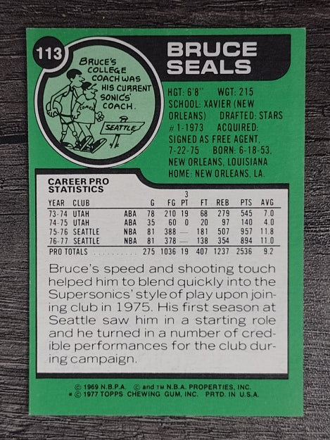 1977-78 Topps White Backs #113 Bruce Seals (NM)