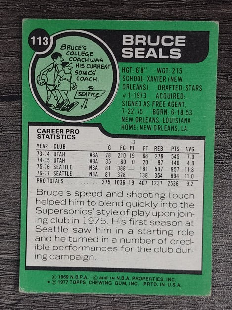1977-78 Topps White Backs #113 Bruce Seals (EX)