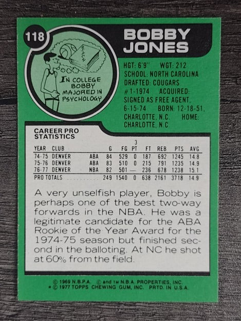 1977-78 Topps White Backs #118 Bobby Jones (MINT)