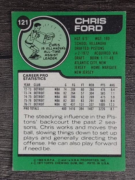 1977-78 Topps White Backs #121 Chris Ford (EXMT)