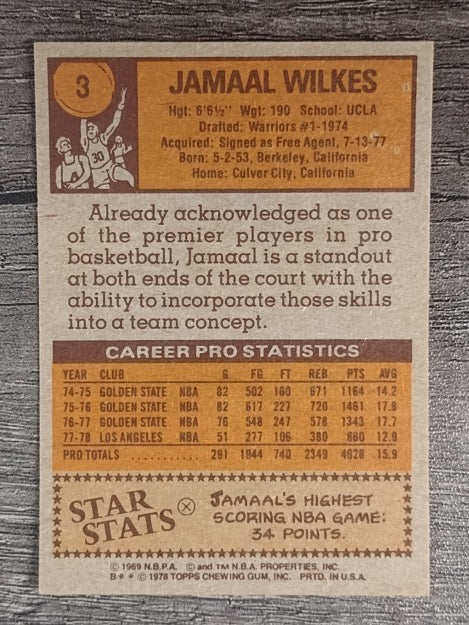 1978-79 Topps #3 Jamaal Wilkes (NM)