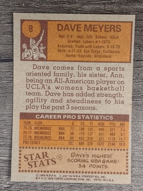 1978-79 Topps #8 Dave Meyers (VGEX)