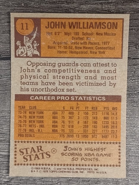 1978-79 Topps #11 John Williamson (MINT)