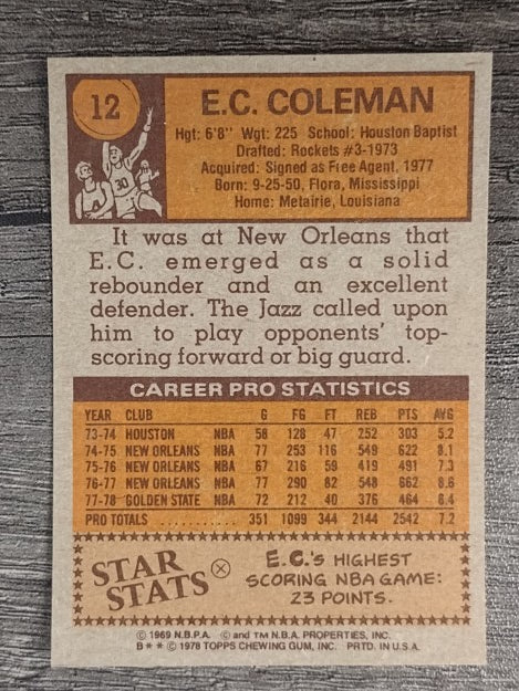 1978-79 Topps #12 E.C. Coleman (EXMT)
