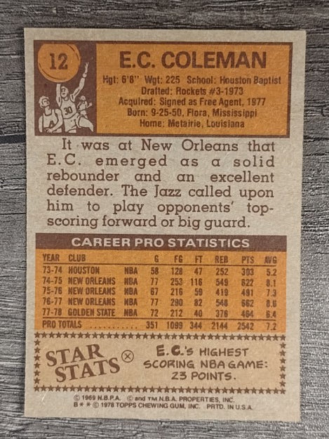 1978-79 Topps #12 E.C. Coleman (EXMT)