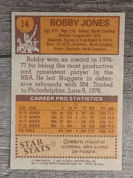1978-79 Topps #14 Bobby Jones (NM)