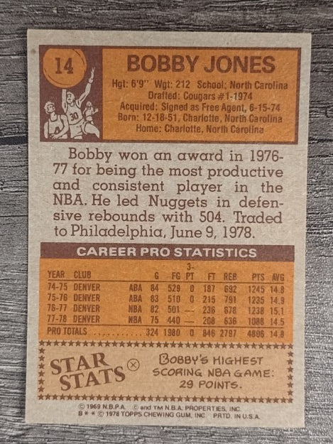 1978-79 Topps #14 Bobby Jones (EX)